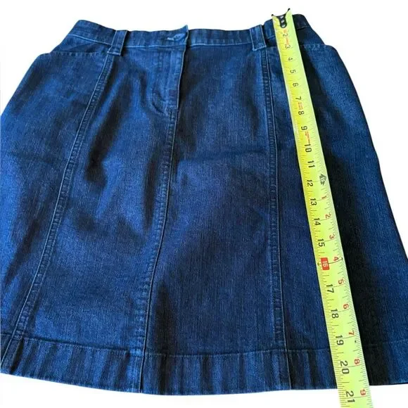 LL Bean Classic Fit Dark Wash Denim Jean Skirt Womens Size 10 Petite - Picture 9 of 9